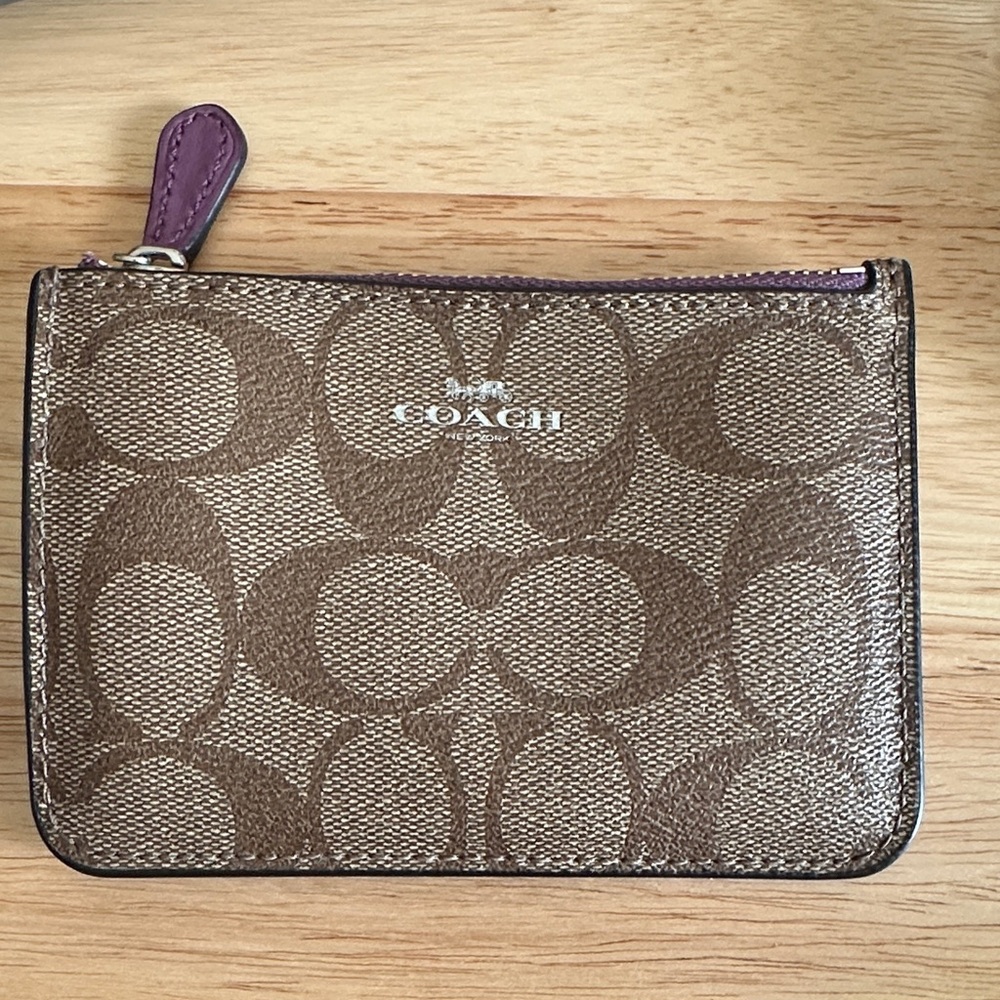 Coach Tan Monogram Zip Pouch